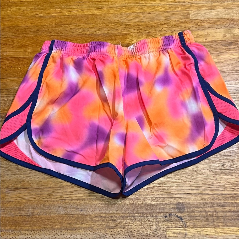 MTA Sport Women‎ Small Pink Orange Tie Dye Lined Athletic Running Active Shorts